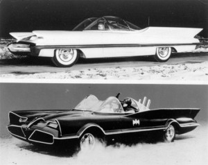The Lincoln Futura side-by-side with The Batmobile