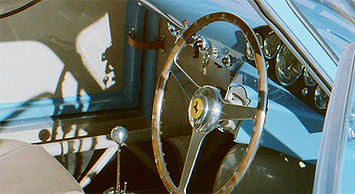 Preserved vintage Ferrari dashboard and steering column